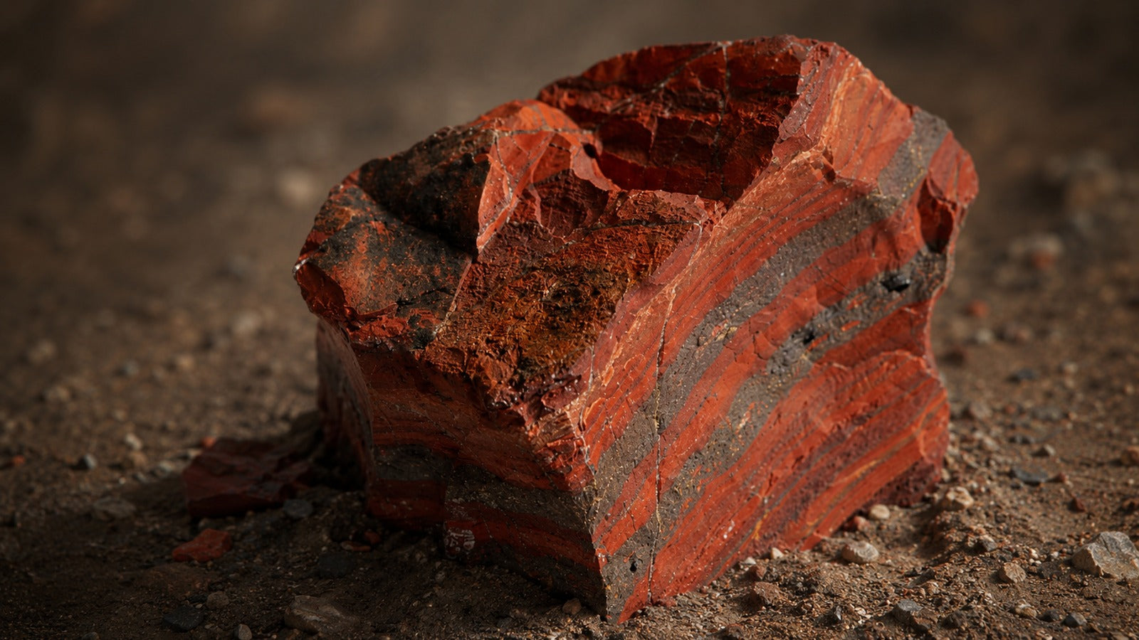 Raw earth jasper stone with brown, tan, green, and mineral patterning