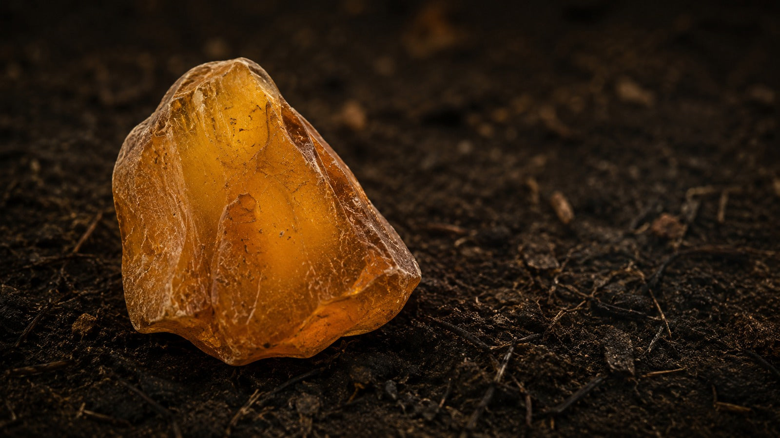Raw amber with honey, cognac, and golden brown resin-like translucency