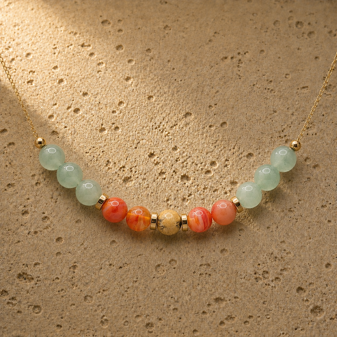 Virgo Order zodiac necklace with earthy natural stones