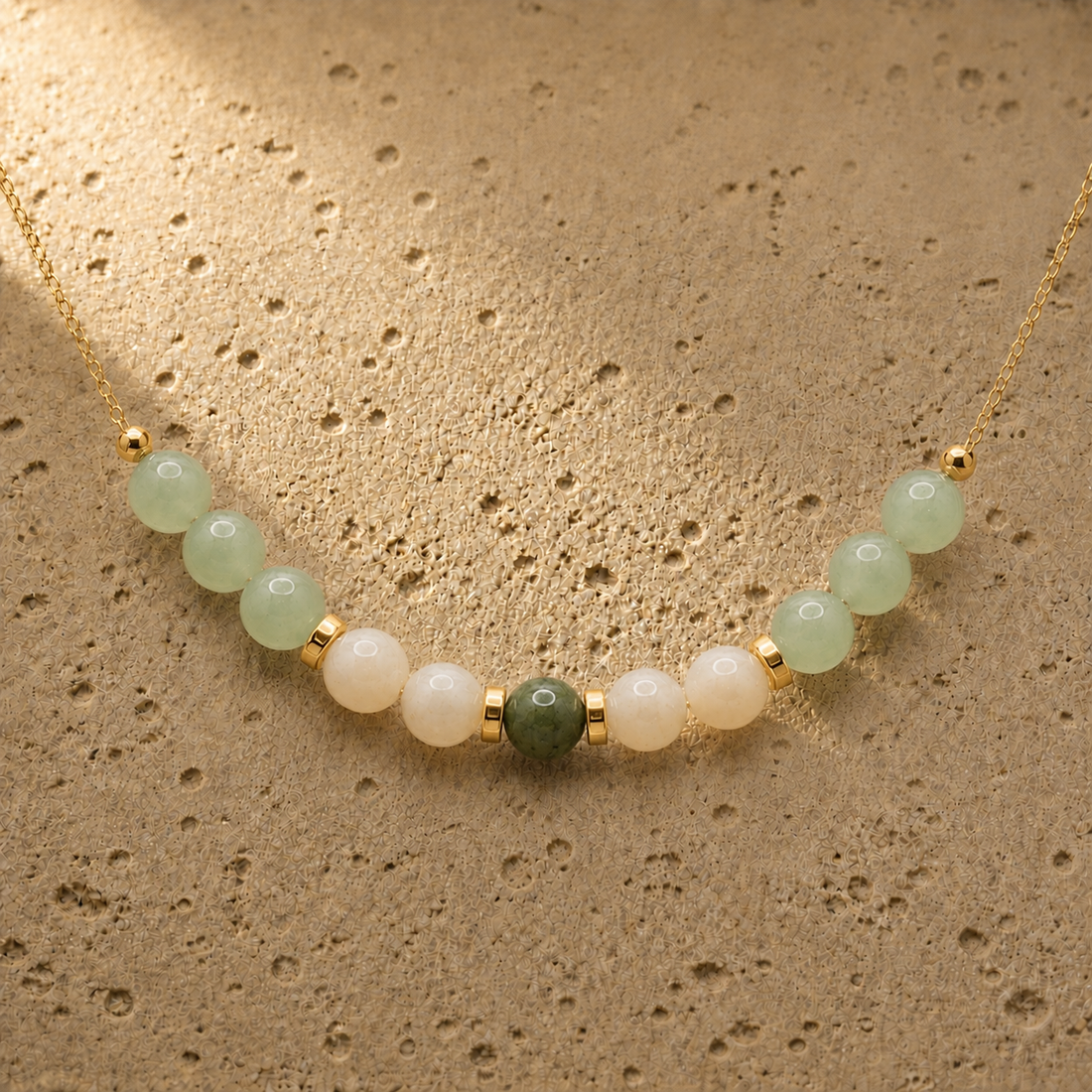 Cancer Calm zodiac necklace with soft reflective stones