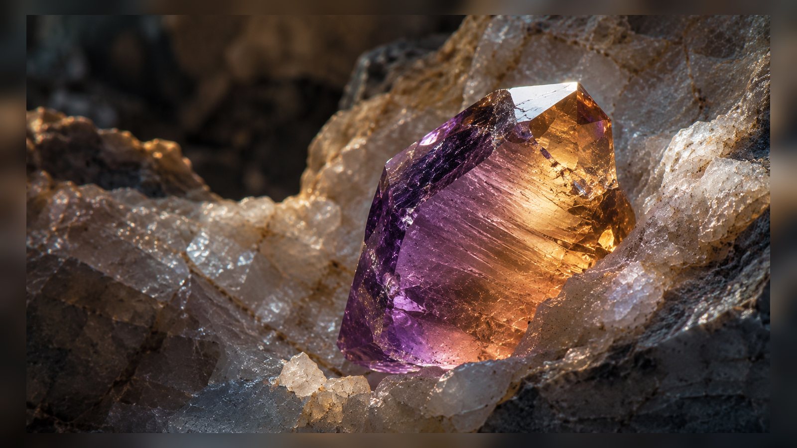 Ametrine raw stone editorial image for the L&H Atelier Stone Library