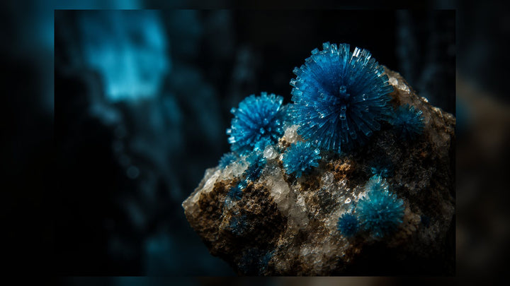 Cavansite raw stone editorial image for the L&H Atelier Stone Library