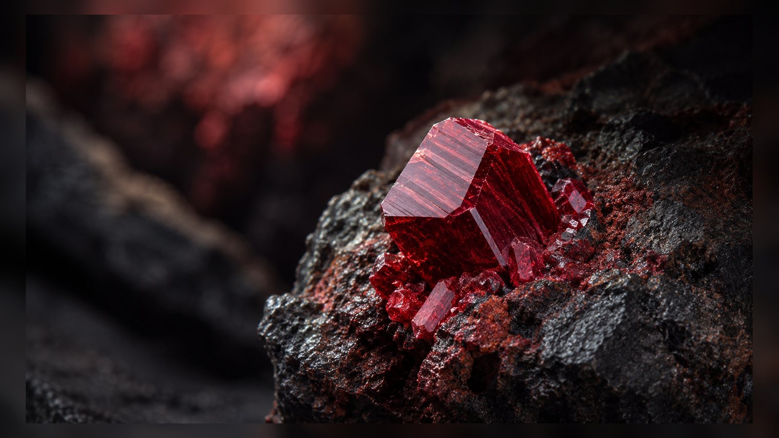 Cinnabar raw stone editorial image for the L&H Atelier Stone Library