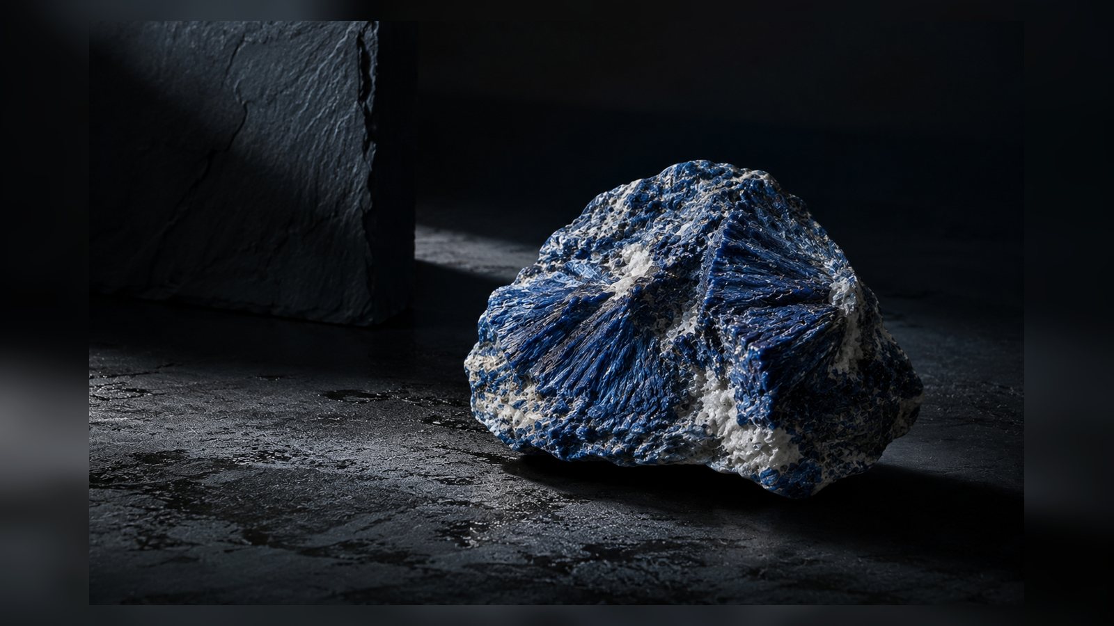 Dumortierite raw stone editorial image for the L&H Atelier Stone Library