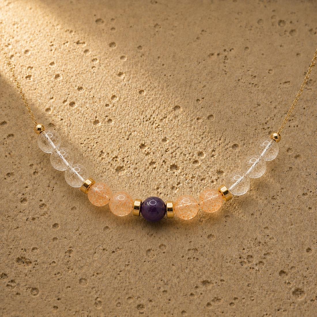 Leo Radiance zodiac necklace with warm natural stones