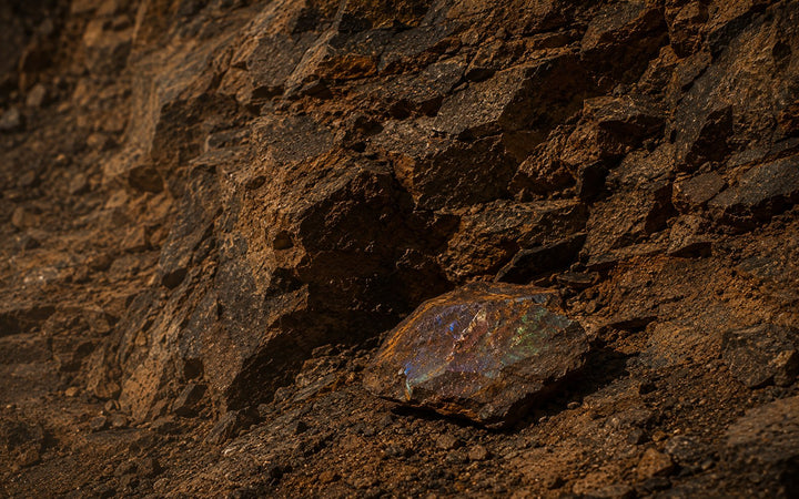 Iron Opal / Boulder Opal stone image for the L&H Atelier Stone Library jewelry guide