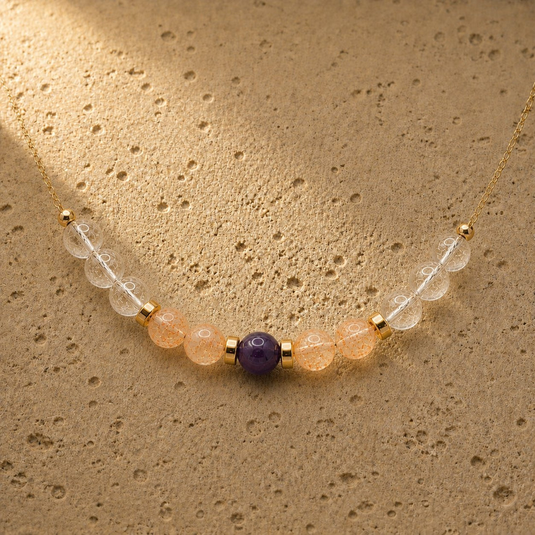 Leo Radiance zodiac necklace with warm natural stones