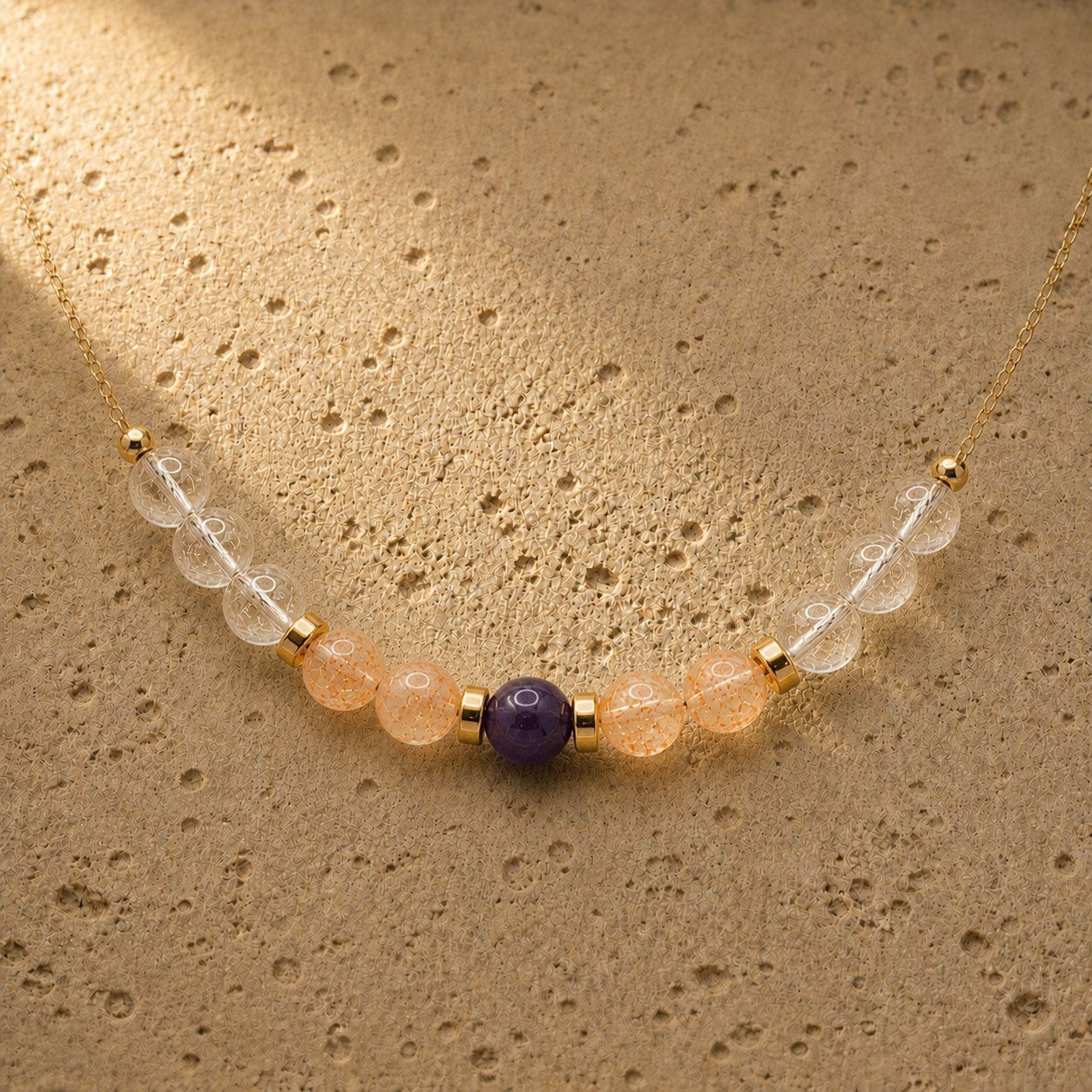 Leo Radiance zodiac necklace with warm natural stones