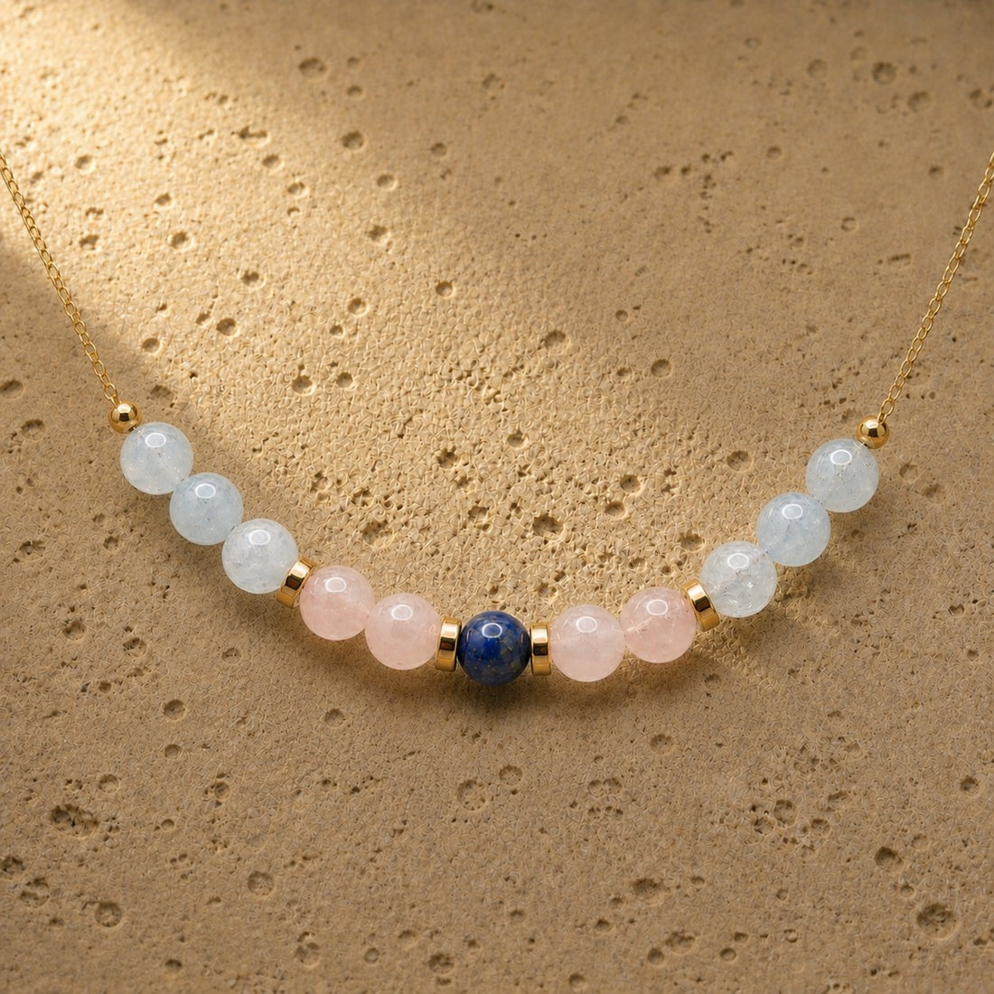 Libra Harmony zodiac necklace with soft balanced stones