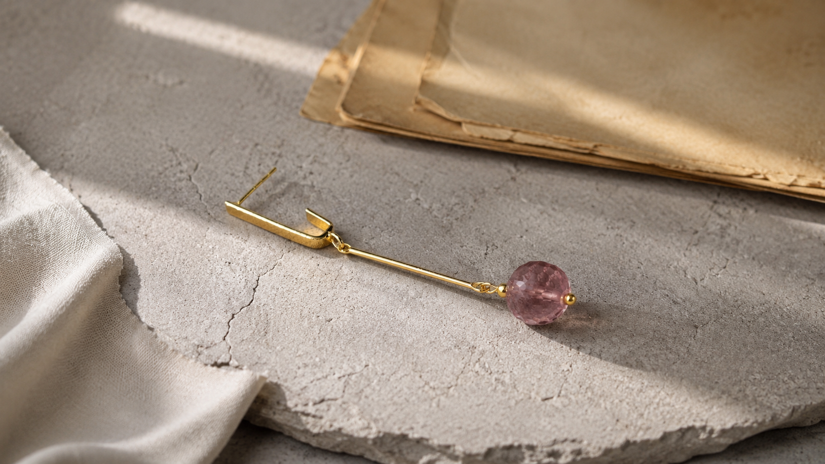 Natural stone jewelry care editorial scene for L&H Atelier Journal cover
