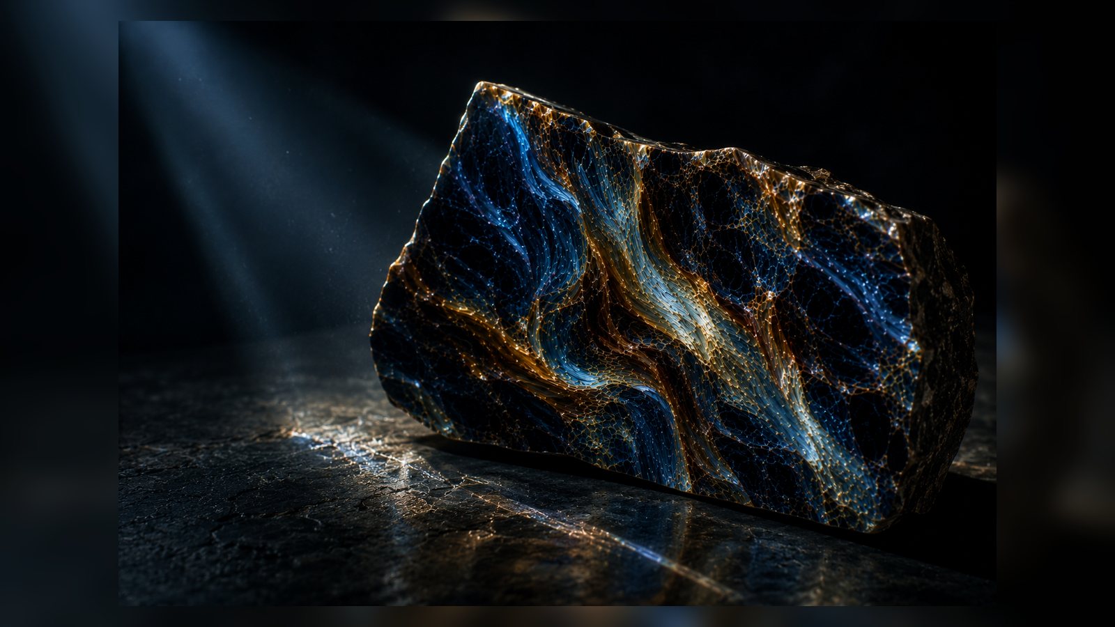 Pietersite raw stone editorial image for the L&H Atelier Stone Library