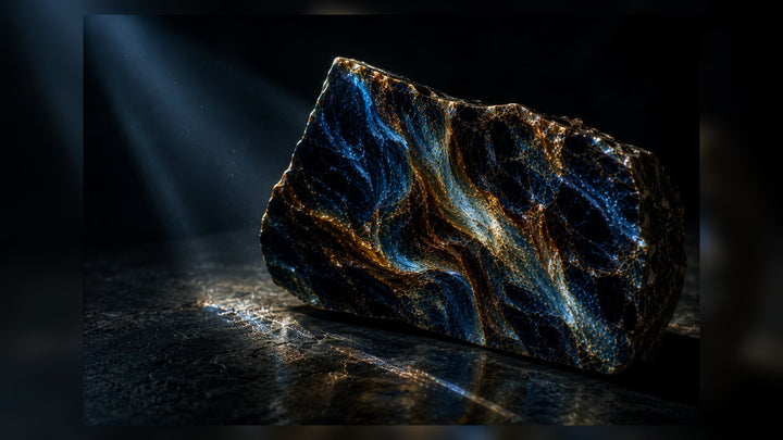 Pietersite raw stone editorial image for the L&H Atelier Stone Library