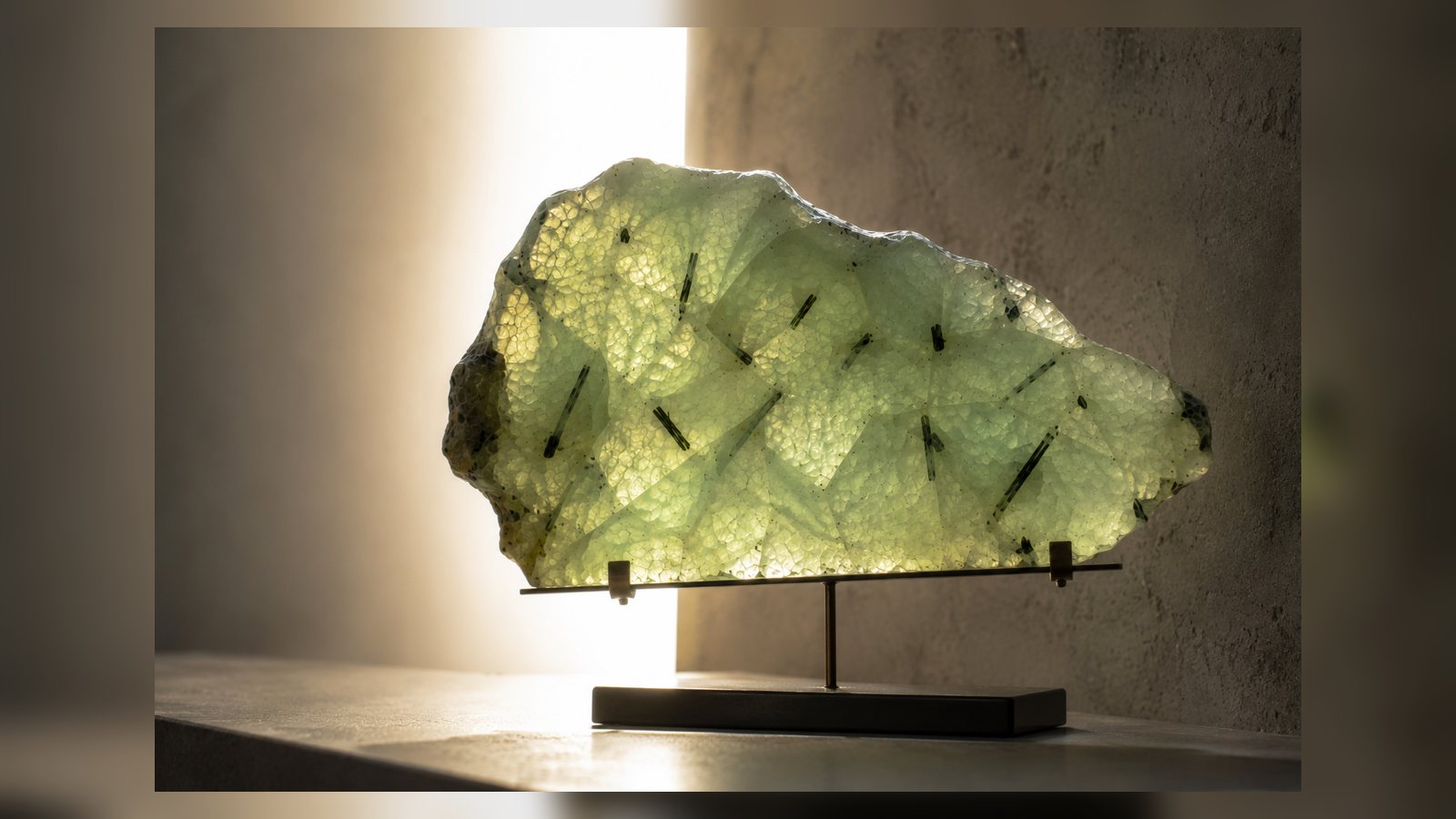 Prehnite raw stone editorial image for the L&H Atelier Stone Library