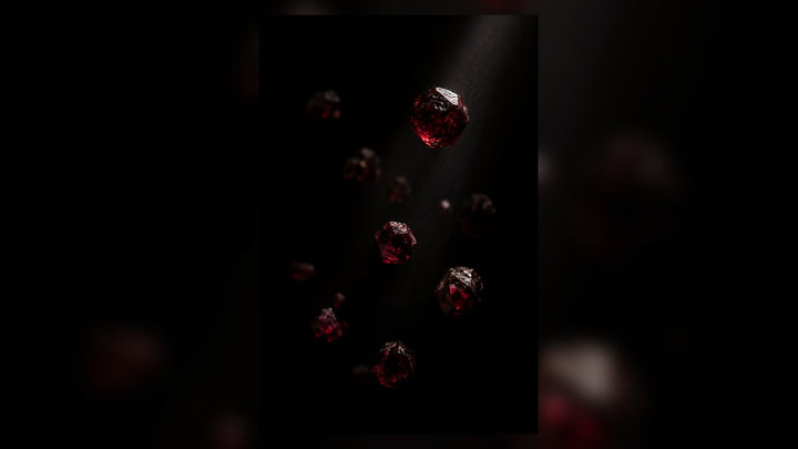 Pyrope Garnet raw stone editorial image for the L&H Atelier Stone Library