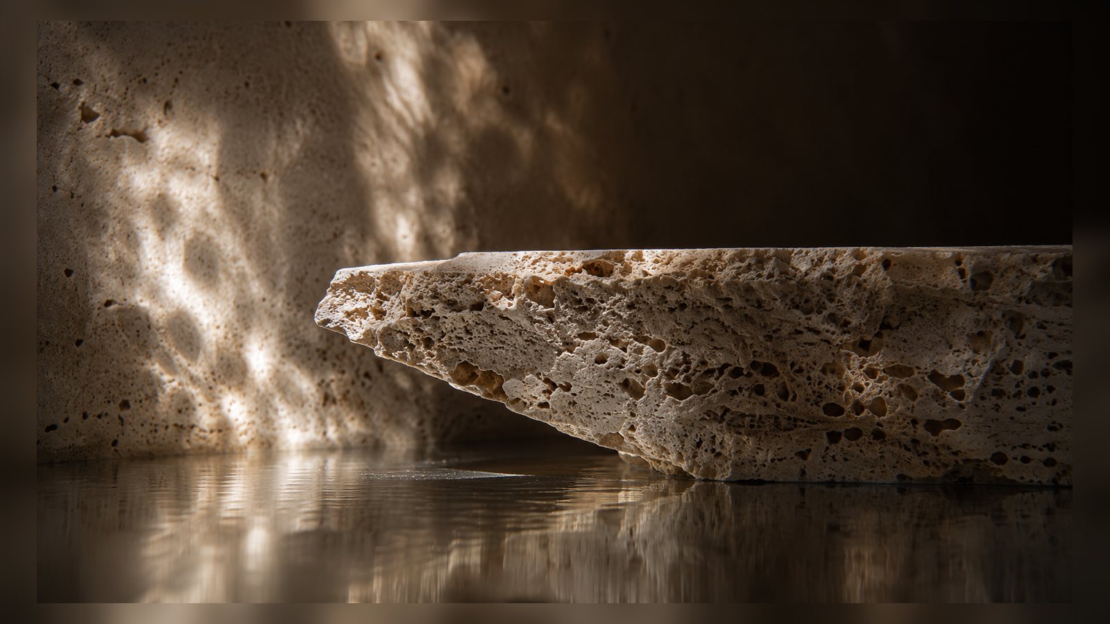 Travertine raw stone editorial image for the L&H Atelier Stone Library