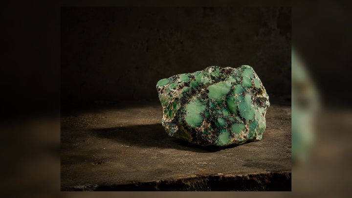 Variscite raw stone editorial image for the L&H Atelier Stone Library