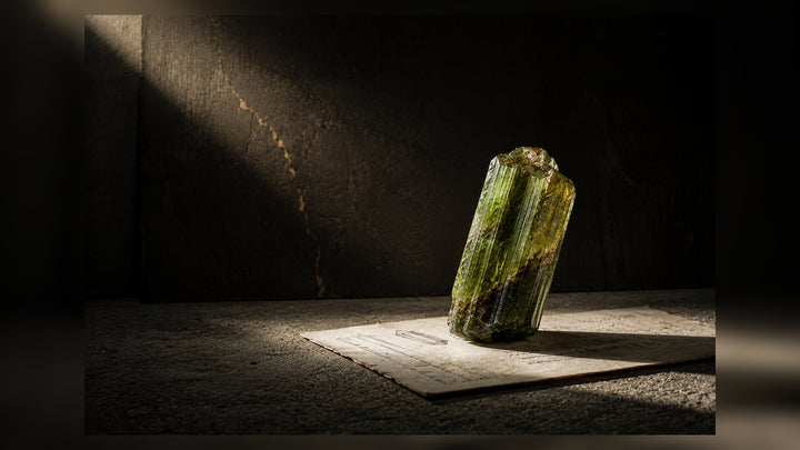 Vesuvianite / Idocrase raw stone editorial image for the L&H Atelier Stone Library