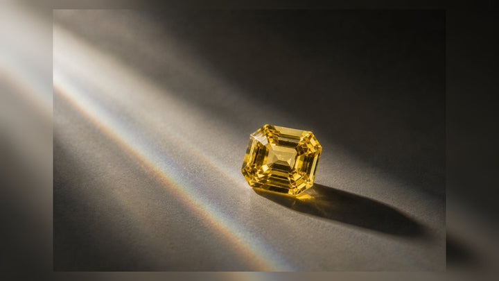 Yellow Sapphire raw stone editorial image for the L&H Atelier Stone Library